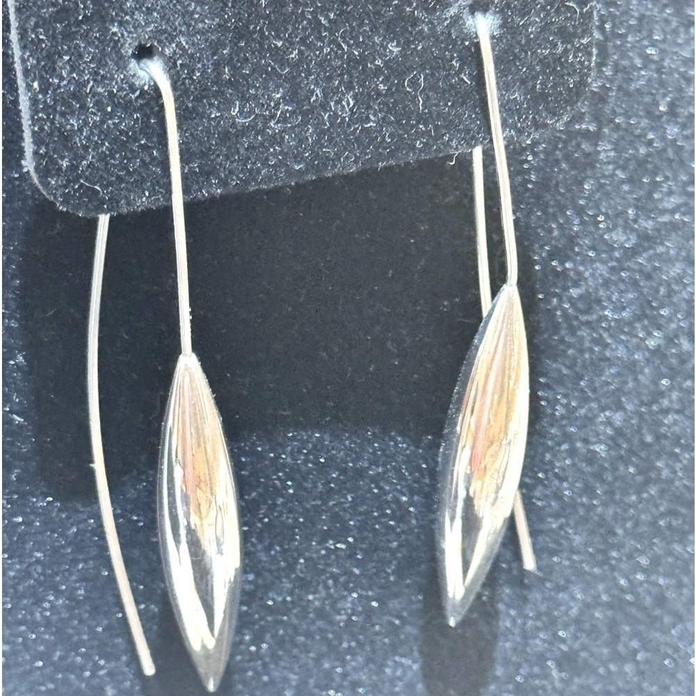 VINTAGE ART DECO STERLING SILVER LONG PIERCED EARRINGS
